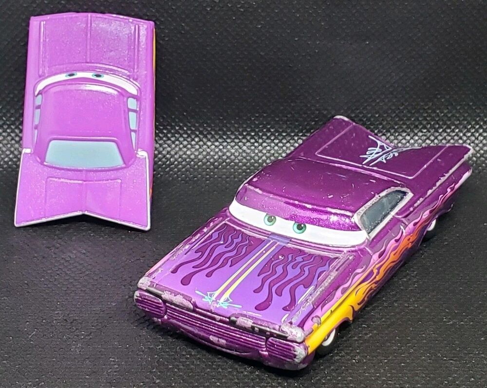 Disney Pixar Mattel Chevrolet 59 Impala Purple  W Flames Ramone And Mini Racer..